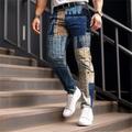 Color Block Plaid / Check Business Casual Men's 3D Print Dress Pants Pants Trousers Outdoor Daily Wear Streetwear Polyester Navy Blue Royal Blue Blue S M L Medium Waist Elasticity Pants