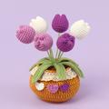 Handmade Crochet Lily of the Valley Bouquet Potted Plants, Knitted Artificial Forever Flowers With Exquisite Pot,Gift to Friends Women Kids, Perfect for Home Decorations, Office Desk