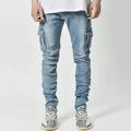 Men's Jeans Cargo Pants Skinny Trousers Denim Pants Multi Pocket Plain Comfort Breathable Outdoor Daily Going out Cotton Blend Fashion Casual Black Light Blue