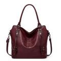 Women's Handbag Crossbody Bag Bag Set Boston Bag PU Leather Outdoor Daily Holiday Zipper Large Capacity Waterproof Durable Solid Color purple red Brown mother-in-law bag Fuchsia mother-in-law bag