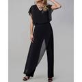 Jumpsuit / Pantsuit Mother of the Bride Dress Wedding Guest Jumpsuits V Neck Ankle Length Chiffon Short Sleeve with Ruching 2024