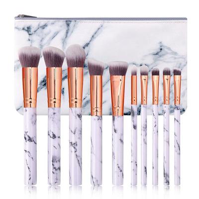 Marble Makeup Brushes Set 10 Pcs Professional Premium Synthetic Kabuki Foundation Cream Face Powder Blush Concealer Eyeshadow Brush