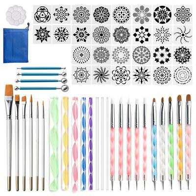 58PCS Mandala Dotting Tools Set with a Blue Zipper Waterproof Storage Bag for Painting Rocks