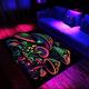 Fantasy Mushroom Blacklight Rug Carpet Floor Mat UV Reactive Glow in the Dark Rug Large Non-Slip Rug Mat Carpet for Room Decor