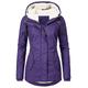 Women's Parka Waterproof Puffer Jacket Thermal Warm Heated Coat Fleece Lined Winter Coat Windproof Outdoor Zip up Hooded Coat Sports Hiking Jacket Purple Pink