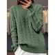 Women's Pullover Sweater Jumper V Neck Cable Knit Knit Oversized Fall Winter Regular Outdoor Daily Going out Stylish Casual Soft Long Sleeve Solid Color Black Camel Purple S M L