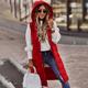 Women's Winter Jacket Long Puffer Vest Fall Maillard Outdoor Street Daily Winter Fall Long Coat Regular Fit Windproof Warm Casual Jacket Sleeveless Solid Color Khaki Red White