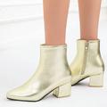 Women's Heels Boots Metallic Boots Plus Size Outdoor Work Daily Solid Color Mid Calf Boots Booties Ankle Boots Winter Rhinestone Sequin High Heel Block Heel Chunky Heel Pointed Toe Elegant Fashion