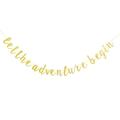 Let the Adventure Begin Hanging Golden Banner Glitter Banner Glitter Paper Sign