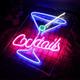 Neon Signs Cocktails LED Sign Blue Cocktail Glass Shaped Neon Light Sign Martini LED Neon Signs Wall Decor Man Cave Neon Bar Signs for Bar Shop Beer Bar Night Club