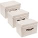 Foldable Storage Boxes with Lids 3 Pack Fabric Storage Bins with Lids. Closet Organizers for Clothes Storage. Room Organization. Office Storage. Toys - Beige
