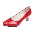 Women's Heels Pumps Plus Size Work Daily Solid Color Summer Low Heel Stiletto Heel Round Toe Elegant Classic Casual Faux Leather Loafer Black matte Bright red leather black glossy leather