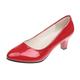 Women's Heels Pumps Plus Size Work Daily Solid Color Summer Low Heel Stiletto Heel Round Toe Elegant Classic Casual Faux Leather Loafer Black matte Bright red leather black glossy leather
