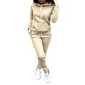 Women's Hoodie Tracksuit Pants Sets Solid Color Outdoor Casual Drawstring Black Long Sleeve Warm Sports Hooded Fall Winter
