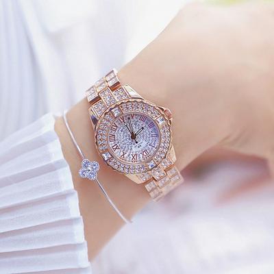 Bee Sister Women Quartz Watch Diamond Chronograph Fashion Wristwatch Waterproof Decoration Stainless Steel Strap Watch