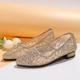 Women's Wedding Shoes Flats Plus Size Comfort Shoes Outdoor Beach Solid Color Bridal Shoes Bridesmaid Shoes Rhinestone Lace Flat Heel Pointed Toe Elegant Casual Minimalism PU Loafer Silver Gold