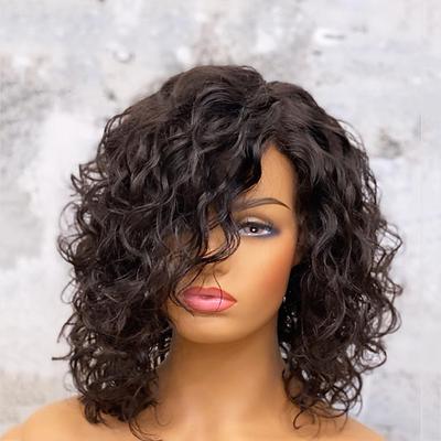 Remy Human Hair 13x4 Lace Front Wig Short Bob Side Part Brazilian Hair Loose Wave Black Wig 130% 150% Density with Baby Hair Smooth 100% Virgin With Bleached Knots Pre-Plucked For wigs for black women