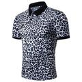 Men's Tennis Shirt Polo Shirt Casual Daily Collar Classic Collar Short Sleeve Simple Leopard Regular Fit White Blue Brown Tennis Shirt