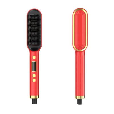 Professional Hair Straightener Curling Comb Hair Comb Hair Straightener Brush Electric Rod Hot Comb Hair Brush Professional Hot Heating Hair Comb Brush Straightening Curler Brush Styling Tool