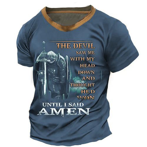 Men's Graphic Faith T Shirt Short Sleeve T shirt 3D Print Crew Neck Shirt Vintage Fashion Designer Outdoor Daily Sports Dark Brown Navy Blue Royal Blue Spring Summer Clothing Apparel S M L XL 2XL