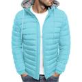 Men's Black Hoodie Bubble Coats Puffer Plain Jackets Winter Warm Quilted Zip Up Outwear Lightweight Padded Puffer Jacket with Hood Solid Jackets Thick Coat Winter Jacket Windproof Climbing Fishing