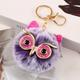 Lovel Owl Pendant Keychains for Girls Boy Fluffy Fur Ball Pompon Key Chain Charm Women Bag Key Ring Women Gift