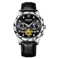 BINBOND Luxury Men's Sports Quartz Watch Classic Sapphire Stainless Steel Analog Quartz Wristwatch for Man Original Quartz Chronograph Waterproof Luminous Male Clock