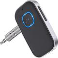 Car Bluetooth 5.0 Receiver for Car Noise Cancelling Bluetooth AUX Adapter Bluetooth Music Receiver for Home Stereo/Wired Headphones/Handsfree Calling 16 Hours Battery Life-BlackSilver