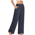 Women's Loungewear Pants with Pockets Solid Color Casual Comfortable Loose Sweatpants Yoga Dance Lady Pants Spring Summer Black Blue