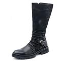 Men's Retro Biker Boots Cowboy Boots Motorcycle Boots Waterproof Mid-Calf Boots Casual Vintage Daily PU matching Microfiber Black Microfiber Color Matching Color Block Fall Winter