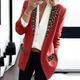 Women's Blazer Regular Print Coat Black Pink Wine Khaki Orange Casual Street Fall Open Front Turndown Regular Fit S M L XL XXL 3XL / Daily / Warm / Leopard