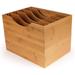 Kinson Bamboo Desk Organizer Paper Files And Mail Sorter With Adjustable Dividers - 10 Units