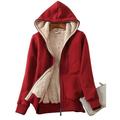 Women's Sherpa Jacket Fleece Jacket Teddy Coat Short Hoodie Jacket Daily Outdoor clothing Casual Daily Winter Fall Regular Coat V Neck Loose Fit Casual Jacket Long Sleeve Solid Color Red Gray Black