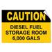 Traffic & Warehouse Signs - Caution - Diesel Fuel Storage Room 6 000 Gals Business - Weather Approved Aluminum Street Sign 0.04 Thickness - 18 X 24