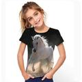 Kids Girls' T shirt girls western tee Short Sleeve Rainbow 3D Print Horse School Daily Outdoor Active Basic 3-12 Years / Summer