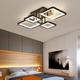 Multi Layer Modern LED Ceiling Light APP Dimmable Flush Mounted Light Black Square Ceiling Lamp Suitable for Bedroom Living Room Dining Room AC110V AC220V