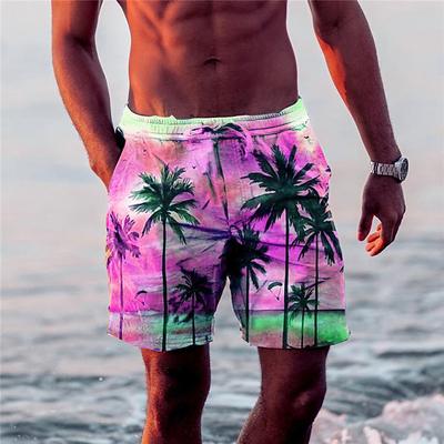 Men's Coconut Tree Graphic Prints Swimming Trunks Board Shorts Swim Shorts Mid Waist Hawaiian Boho Casual Daily Holiday Drawstring with Mesh lining Elastic Waist Designer Clothing Apparel