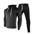 Men's Tracksuit Sweatsuit 2 Piece Full Zip Athletic Winter Long Sleeve Thermal Warm Breathable Moisture Wicking Fitness Running Jogging Sportswear Activewear Solid Colored Dark Grey Black White