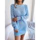 Women's Sweater Dress Jumper Dress Casual Dress Mini Dress Knitwear Active Fashion Daily Date Going out Weekend Off Shoulder Long Sleeve Hollow Out 2023 Loose Fit White Pink Blue S M L