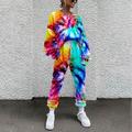 Women's T shirt Tee Tracksuit Pants Sets Tie Dye Vacation Casual Daily Drawstring Print Red Long Sleeve Streetwear Basic Crew Neck Fall Winter