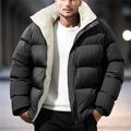 Men's Winter Coat Winter Jacket Puffer Jacket Fleece Jacket Zipper Pocket Polyster Outdoor Date Casual Daily Regular Fashion Casual Windproof Warm Winter Plain Black Blue Brown Gray Puffer Jacket