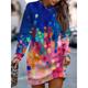 Women's Sweatshirt Dress Winter Dress Graffiti Print Crew Neck Mini Dress Fashion Streetwear Outdoor Daily Long Sleeve Loose Fit Red Navy Blue Blue Fall Winter S M L XL XXL