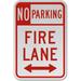 Traffic & Warehouse Signs - No Parking Fire Lane (Double Arrow) Sign 1 - Weather Approved Aluminum Street Sign 0.04 Thickness - 12 X 8