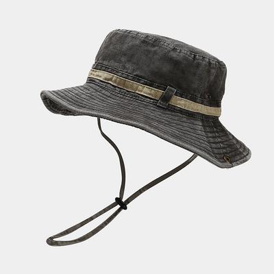 Men's Unisex Bucket Hat Sun Hat Fishing Hat Boonie hat Hiking Hat Black Dark Green Cotton Cycling / Bike Quick Dry