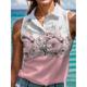 Women's Tank Top Henley Top Floral Casual Holiday Pink Blue Beige Print Button Sleeveless Fashion Shirt Collar Regular Fit Summer