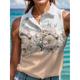 Women's Tank Top Henley Top Floral Casual Holiday Pink Blue Beige Print Button Sleeveless Fashion Shirt Collar Regular Fit Summer