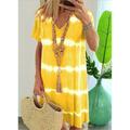 Women's Shift Dress Midi Dress Yellow Red Blue Short Sleeve Tie Dye Print Summer Spring V Neck Casual 2023 S M L XL XXL 3XL 4XL 5XL