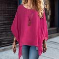 Women's Plus Size Shirt Blouse Plain Casual Asymmetric Batwing Sleeve Red Long Sleeve Streetwear Neon Bright Boat Neck Spring Fall