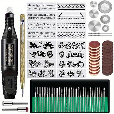 Engraving Tool Kit Multi-Functional Electric Corded Micro Engraver Etching Pen DIY Rotary Tool For Jewelry Glass Wood Metal Ceramic Plastic(U.S Model)