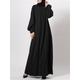 Women's Linen Cotton Blend Maxi Dress Casual Abaya Crew Neck Ruched Sleeve for Spring Fall Winter 2024 Spring